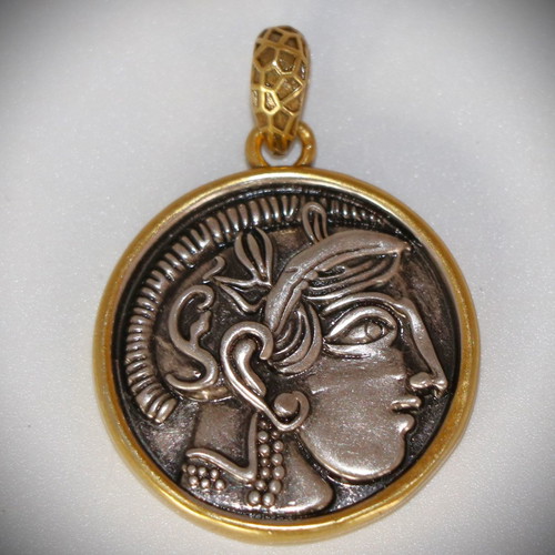 Ancient Tetradrachm Athena Head Silver Pendant new