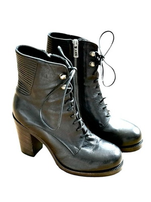 I.N.K Black Leather Boots Size 37.5 Like New