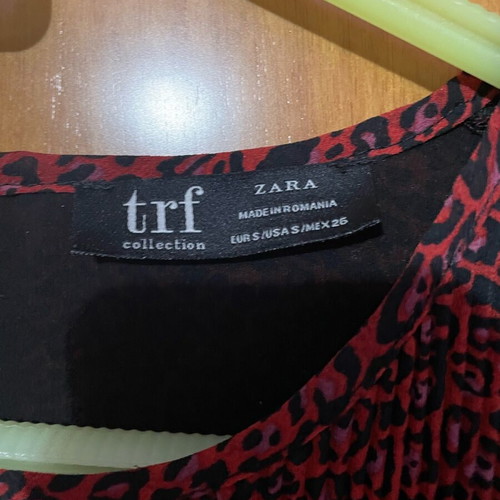 Zara shirt used, dark red animal print, size small