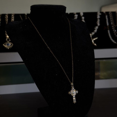 Gold cross with diamonds new
