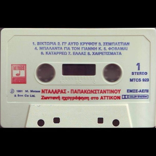 Dalaras - Papakonstantinou Live Recording at Attikon used, 2 cassette tapes