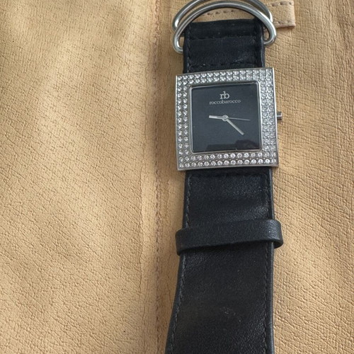 Roccobarocco Italy women's watch with crystals and leather strap