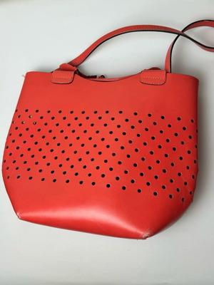 Zara γυναικεία δερμάτινη τσάντα κοραλί σε εξαιρετική κατάσταση