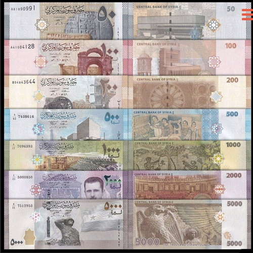 Syria banknote set new, 7 different denominations