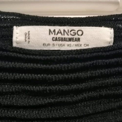 Mango women's blouse like new, black knitted crop top with 3/4 sleeves