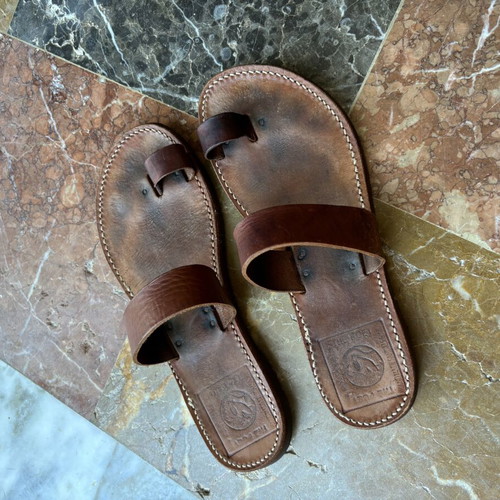 Leather sandals Melissinos Art Poet used, brown, size 37