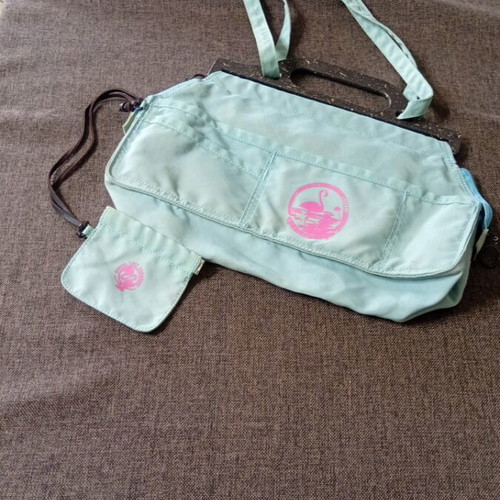 Diesel Spare Parts crossbody bag used, pink and turquoise nylon