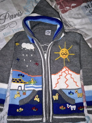 Πλεκτή ζακέτα arpillera για παιδιά σαν καινούργια, γκρι και μπλε, Νο6