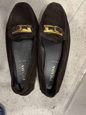 Prada loafers brown suede used, size 37.5