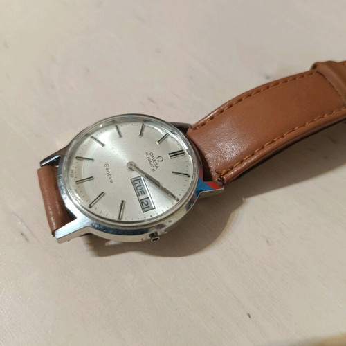 Vintage Omega wristwatch used, gray, men's