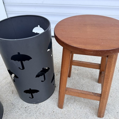 Metal Umbrella Stand used, black with umbrella cutout design