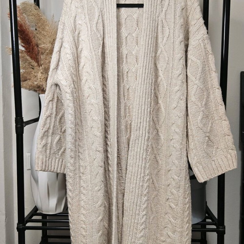 Beige Long Knitted Wool Cardigan H&M like new
