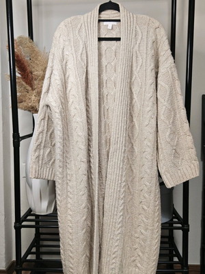 Beige Long Knitted Wool Cardigan H&M like new