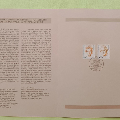 German stamps 1997 with Bonn first day cover