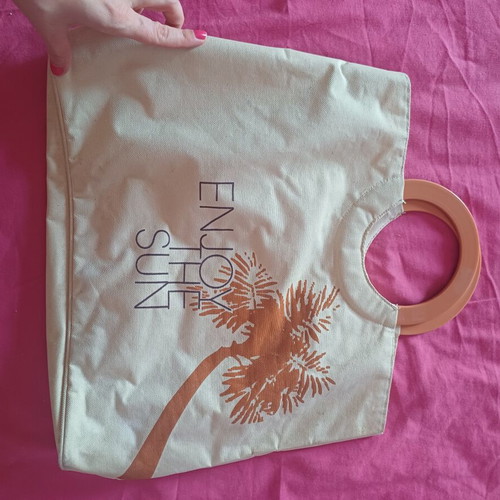 Vintage Lifetex Enjoy The Sun beach bag with round handles, new