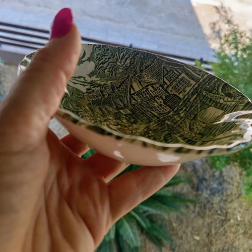 Alfred Meakin The Post House vintage green transferware bowl
