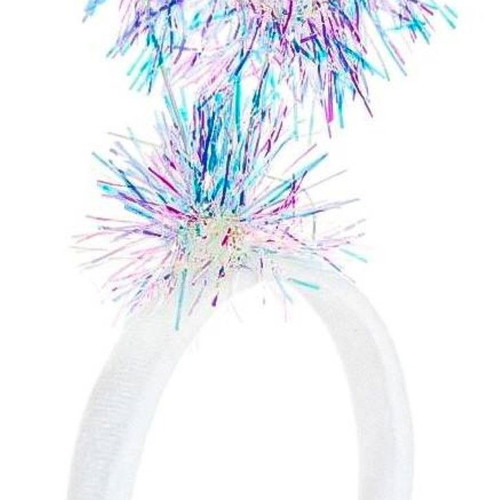 Christmas headband halo velour white with holographic tinsel new