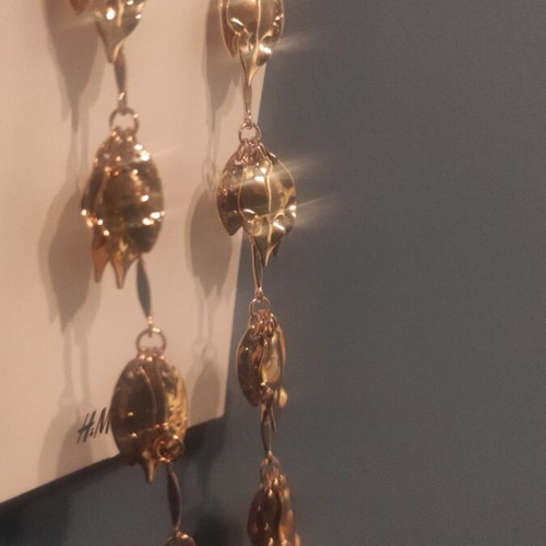 H&M Long Earrings New, 97% Recycled Steel, Gold Tone
