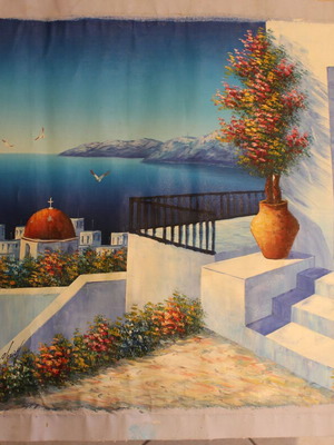 Canvas painting with Aegean view like new