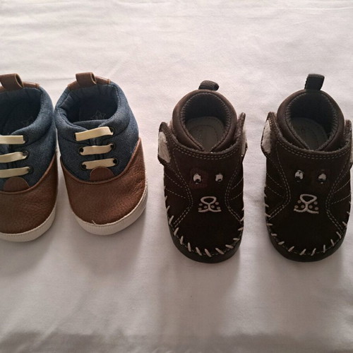 Baby shoes pack of 2 pairs, blue brown and brown, Geox sizes 18-19