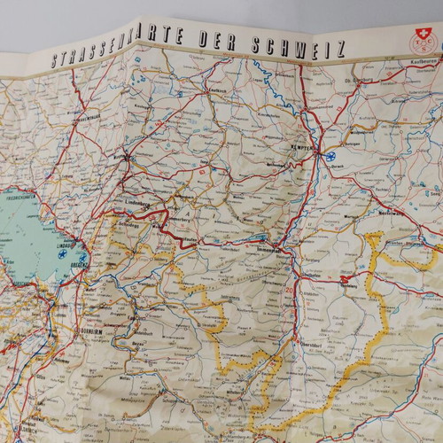 Vintage Switzerland Road Map used from Kümmerly+Frey 1950s-60s