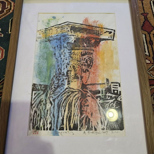 Karyatida by Aristomenis Katsoulas used, ink and colored pencils framed