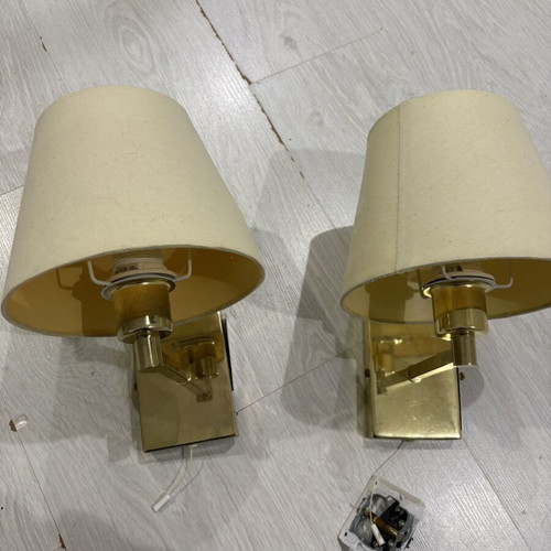 Wall lights used with lampshades, lampshades have wear