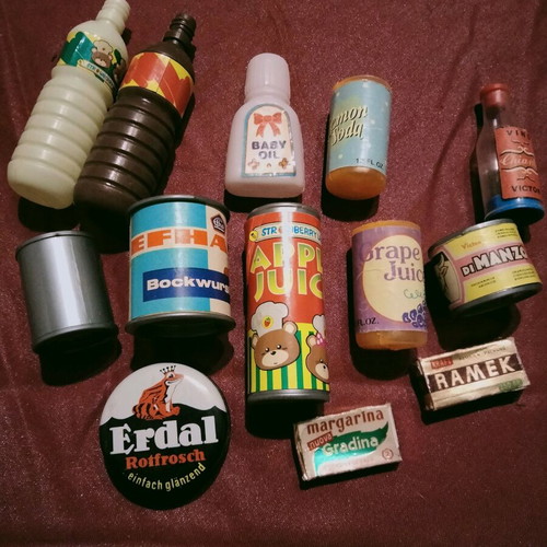 Vintage food miniatures set used, 1960s-1970s