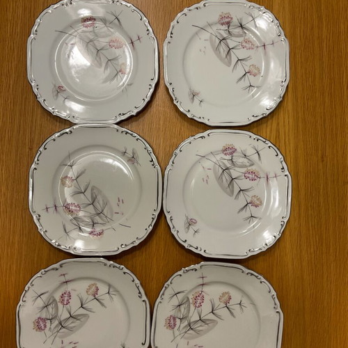 Set of 6 vintage 50s dessert plates German porcelain like new
