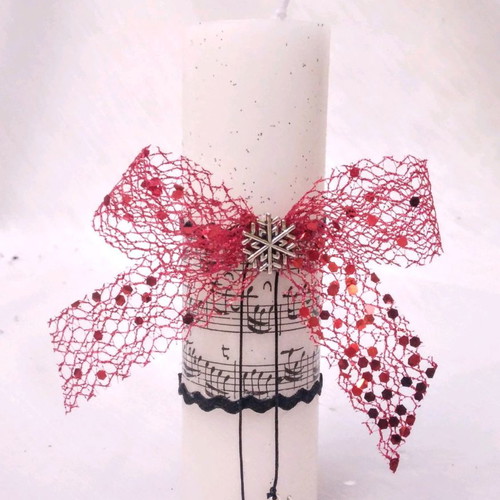 White scented candle charm new with glitter and musical notes