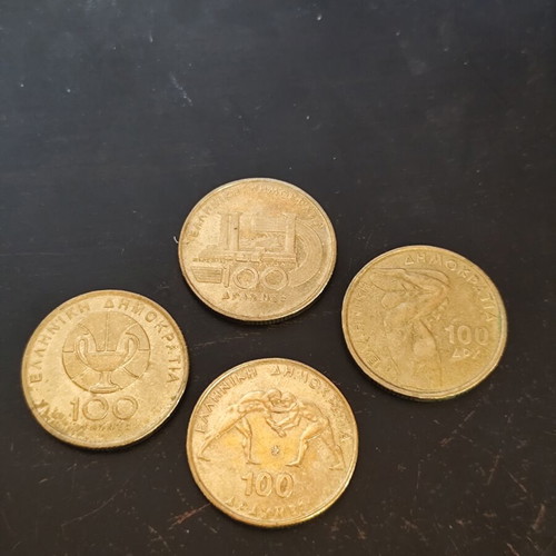 4 Commemorative 100 Drachma Coins Greece like new