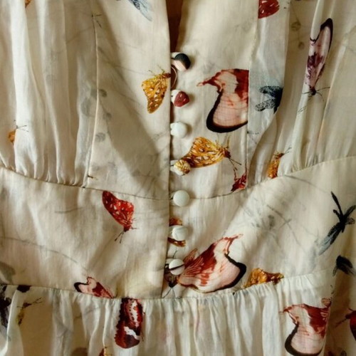 Raxevsky Silk Dress new, beige with dragonfly print