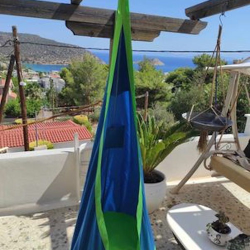 Children's Hanging Swing hammock like new, blue and green fabric