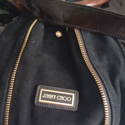 Jimmy Choo Maia leather shoulder bag used, black, 50x31 cm