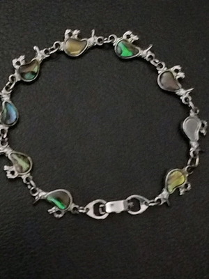 Bracelet used with mother of pearl, multicolor and silver