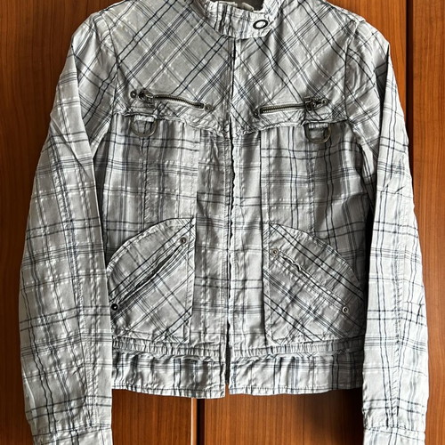 Tri Summer gray checked jacket small size, like new, Y2K utility style