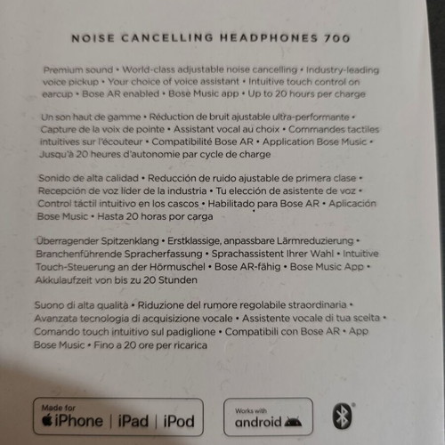 Bose Noise Cancelling 700 wireless headphones new, black