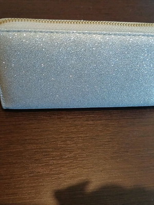 Women's silver wallet with glitter and zipper new