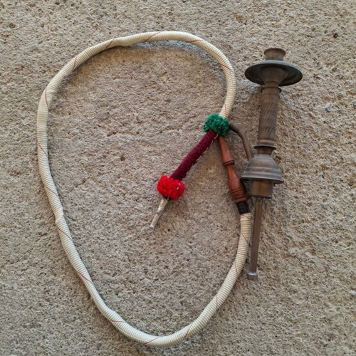 Handmade hookah metal part with hose used