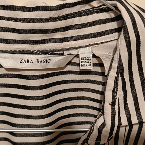 Zara Basic striped women's shirt M with belt like new black and white