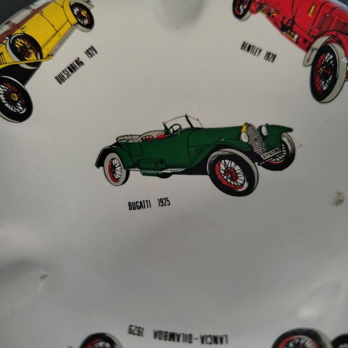 Ceramic ashtray used with vintage car designs