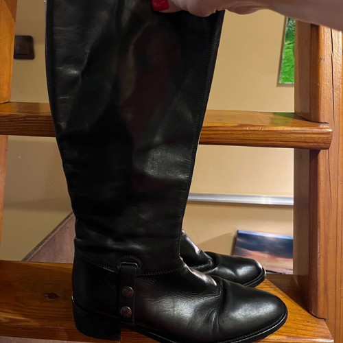 Women's boots like new, natural leather, black, size 39