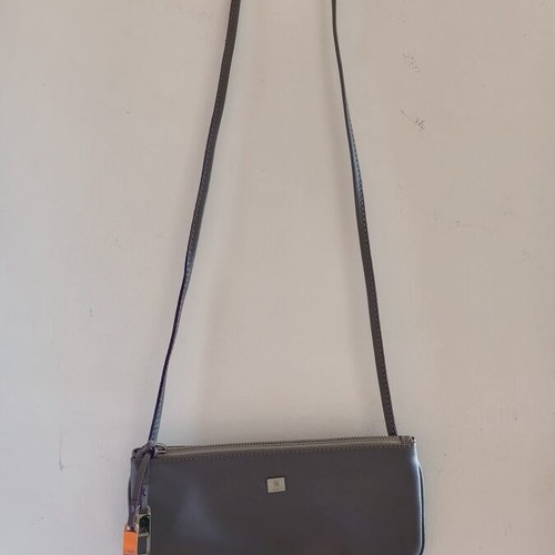 Kem grey leather shoulder bag