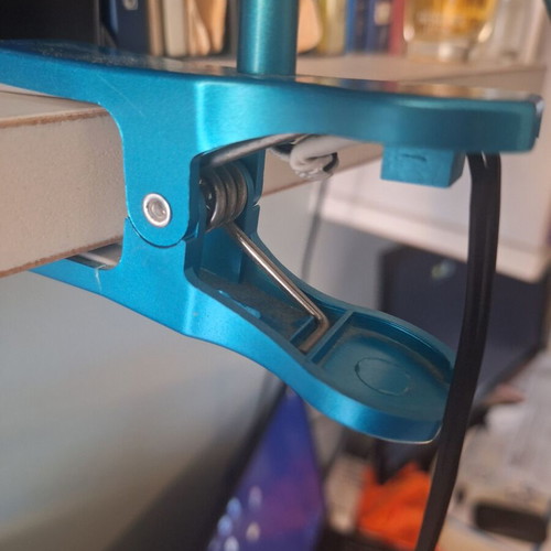LED desk lamp with clamp used, blue, flexible arm