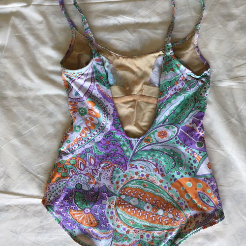 One-piece swimsuit, colorful with nude lining, size S