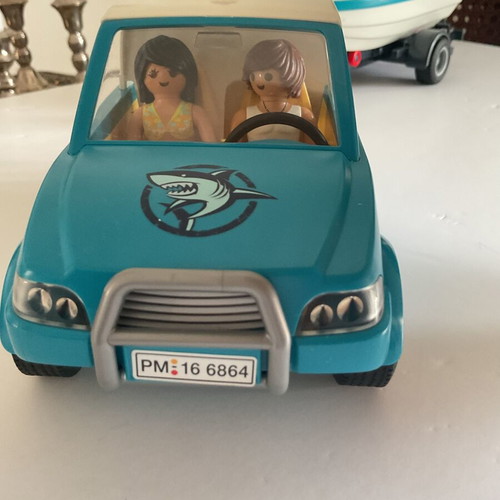 Playmobil car with trailer and boat like new