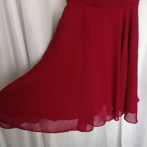 Red chiffon short party dress, size M