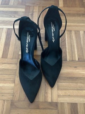Sante pointed suede pumps, black, size 40