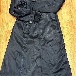 Zara σατέν μακρύ παλτό μαύρο