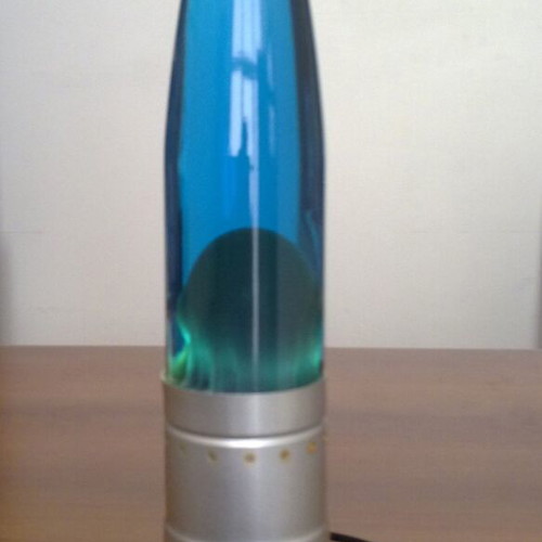 Φωτιστικό Lava lamp μπλε με κίτρινο-πράσινο κερί, σαν καινούργιο